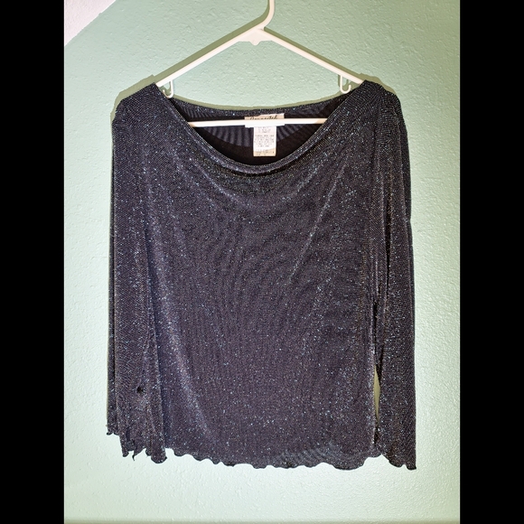 Connected Black Sparkling Shirt Long Sleeve - Picture 1 of 4